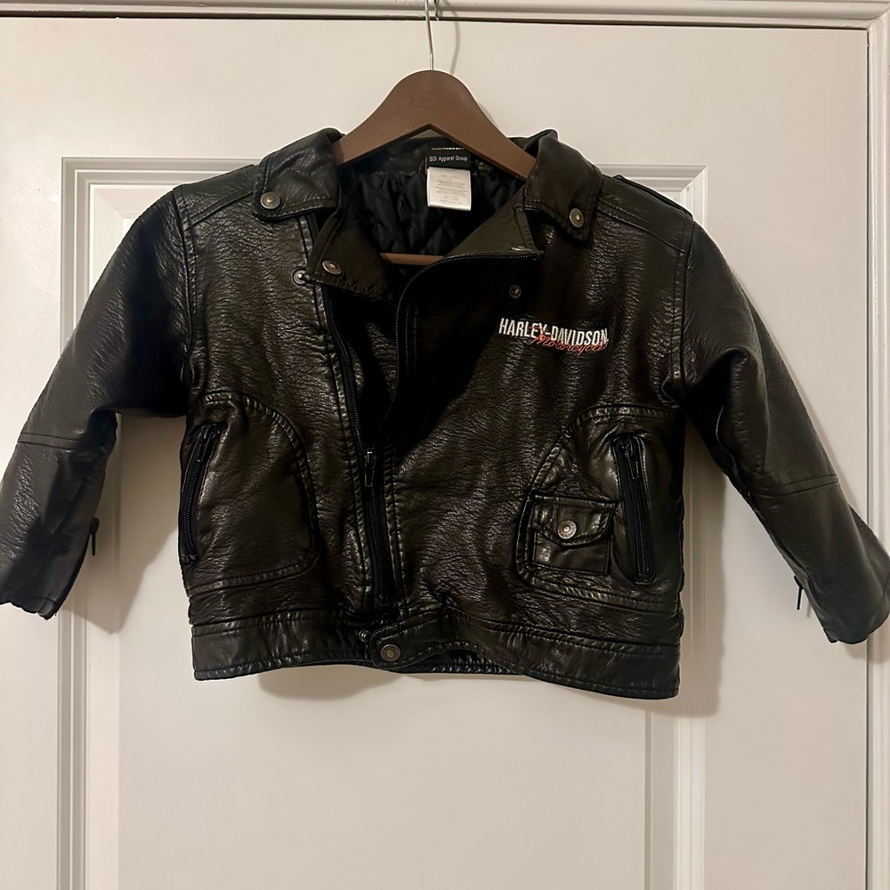 Harley-Davidson Black Leather Biker Jacket Child Size 5